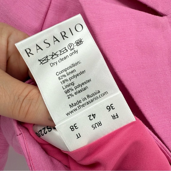 Rasario Cropped Crystal-Embellished Linen-Blend Pink Jacket EU 36 or US 4 - Picture 9 of 13